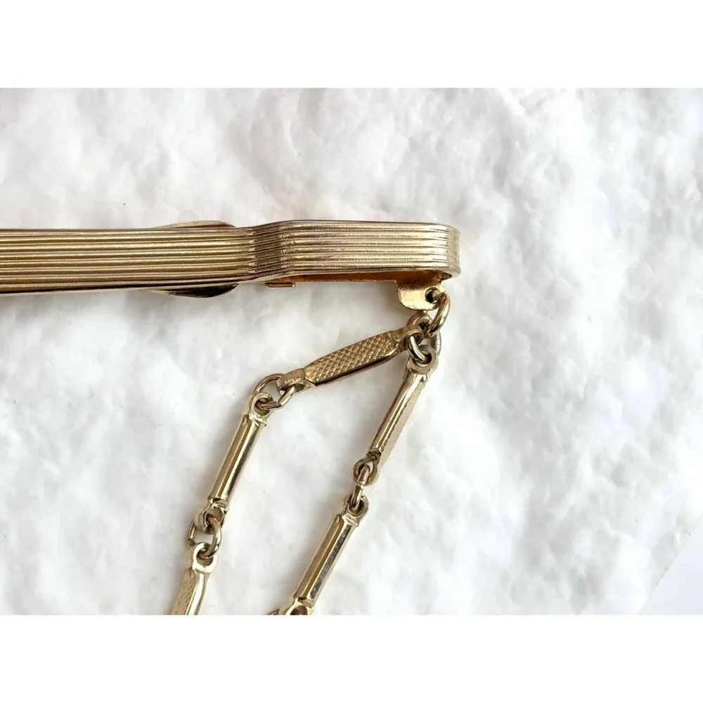Gold Toned Adjustable Vintage Men's Midcentury Style Tie Bar | Tie Clip